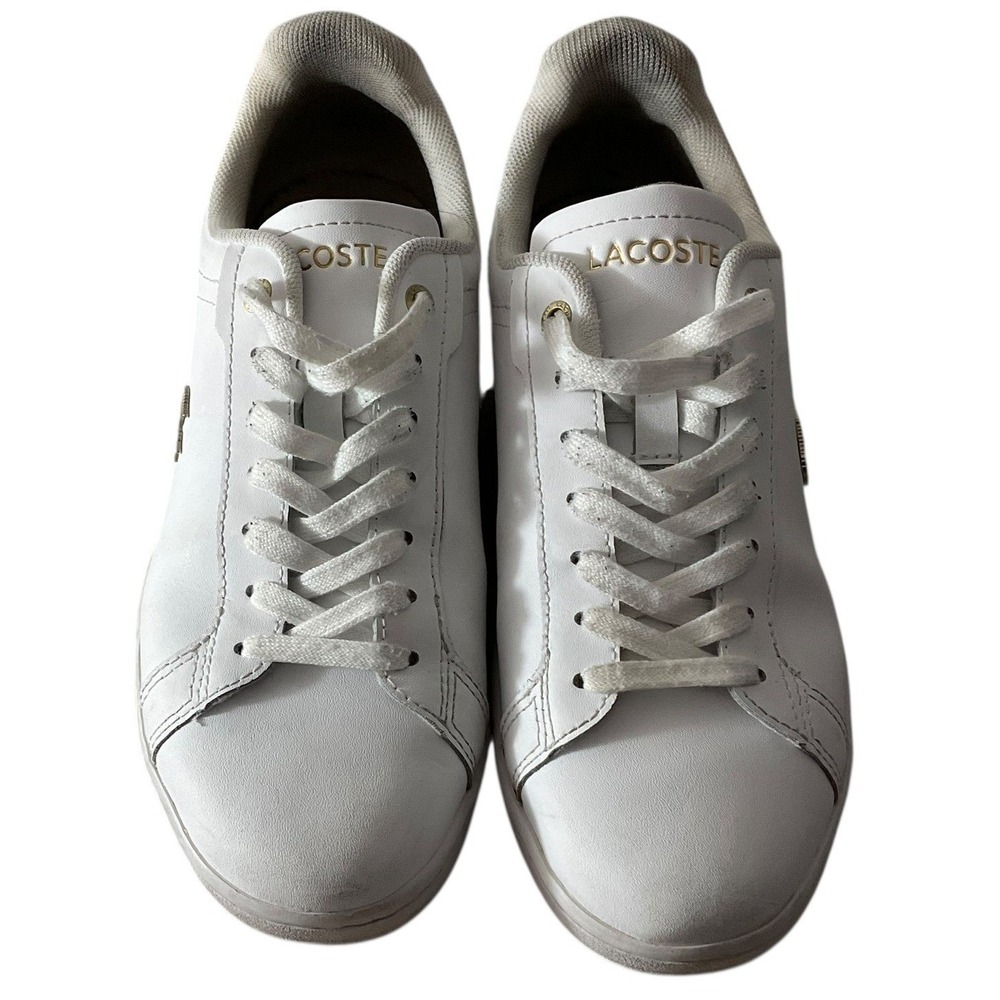 Lacoste‎ Carnaby Pro 124 1 SFA White Leather Gold Logo Sneakers Women's Size 6 - Picture 3 of 11